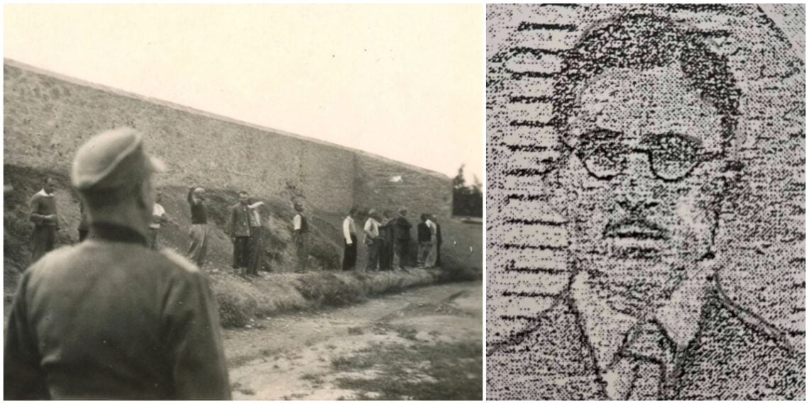 Αριστερά μία από τις ιστορικές φωτογραφίες του Βέλγου συλλέκτη, και δεξιά ένα σκίτσο που Ανέστη Λαζαρίδη