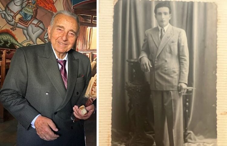 Αριστερά ο Νεόφυτος Σταύρου σήμερα και δεξιά μόλις είχε έρθει στην Αυστραλία, το 1951 (φωτ.: The Greek Herald)