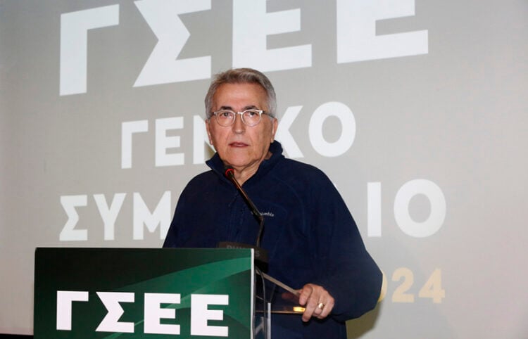 Ο Γιάννης Παναγόπουλος στη συνεδρίαση του Γενικού Συμβουλίου της ΓΣΕΕ, Σάββατο 27 Ιανουαρίου 2024 (φωτ.: ΑΠΕ-ΜΠΕ / Αλέξανδρος Βλάχος)