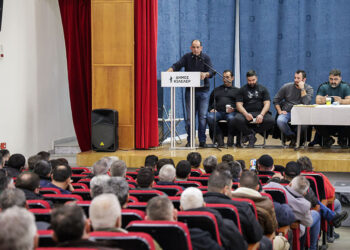 Σύσκεψη της Πανελλαδικής Επιτροπής των μπλόκων, στη Νίκαια Λάρισας, Τετάρτη 4 Φεβρουαρίου 2026 (φωτ.: EUROKINISSI)