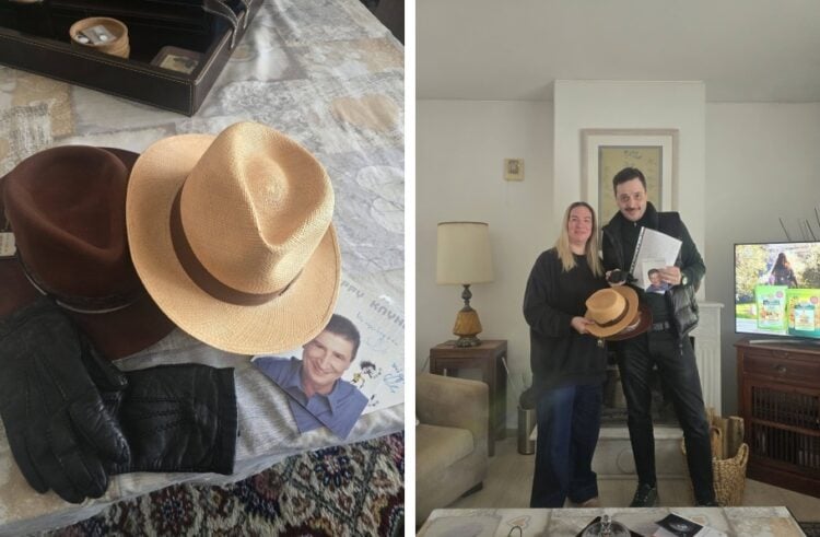 Τα αντικείμενα, αριστερά στη φωτογραφία, ανήκαν στον Χάρυ Κλυνν και δόθηκαν ως δώρο στον κωμικό Αλέξανδρο Τσουβέλα (πηγή: facebook.com/tsouvelas.ii?locale=el_GR)