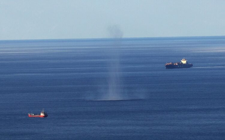 Καπνός υψώνεται στη θάλασσα της Χάιφα, μετά την πτώση ιρανικού πυραύλου (φωτ.: Epa/Atef Safadi)