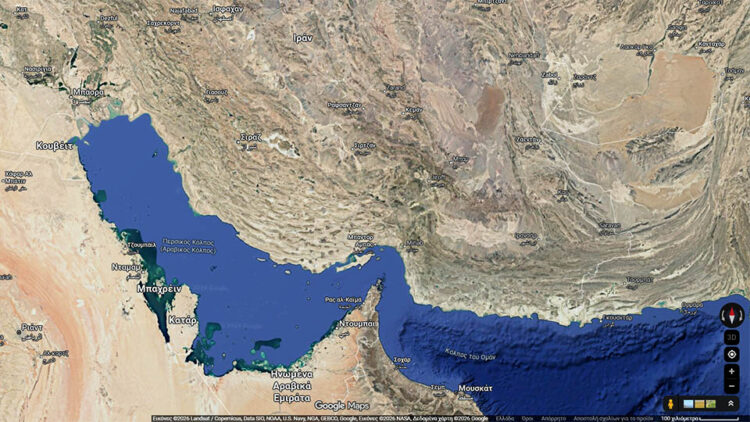 Τα Στενά του Ορμούζ στο χάρτη (πηγή: Google Maps)