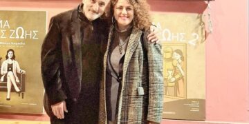 Ο Τάκης Βαμβακίδης με τη Σοφία Παπάζογλου μετά την παράσταση (πηγή: facebook.com/sofia.papazoglou27)