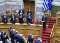 Εικόνα από τη δεύτερη ημέρα της συζήτησης στην Ολομέλεια της Βουλής του σχεδίου νόμου «Ορισμός εκλογικής περιφέρειας Απόδημου Ελληνισμού - Διευκόλυνση άσκησης εκλογικού δικαιώματος εκλογέων εκτός επικράτειας μέσω επιστολικής ψήφου για τις βουλευτικές εκλογές» (φωτ.: Γιώργος Κονταρίνης/ EUROKINISSI)