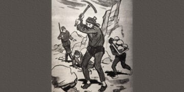 Σκίτσο του Βύρωνα Απτόσογλου για τα αμελέ ταμπουρού, από το βιβλίο του Γ.Ν. Λαμψίδη «Τοπάλ Οσμάν»