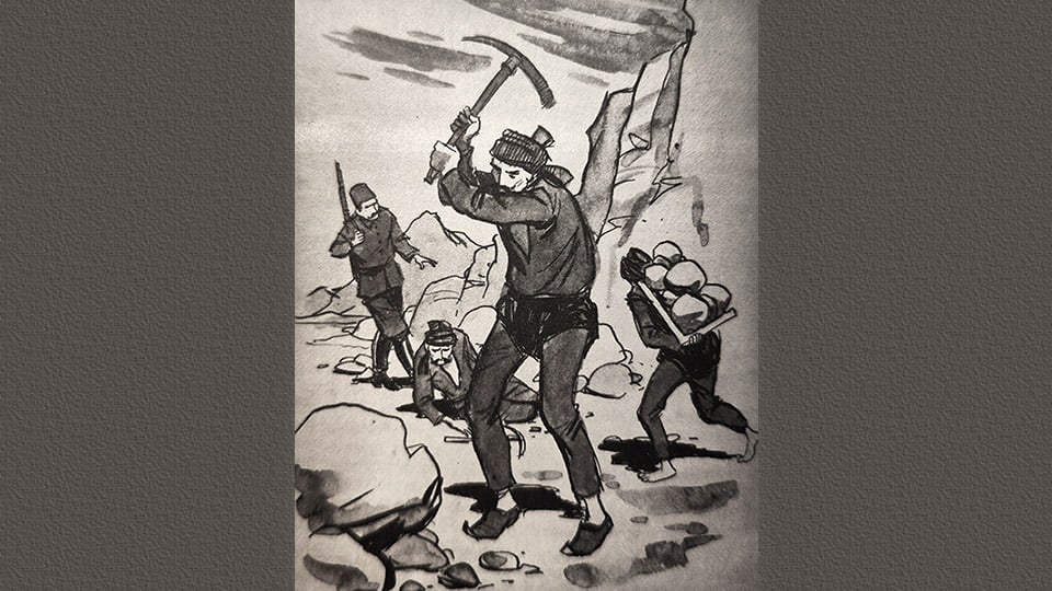 Σκίτσο του Βύρωνα Απτόσογλου για τα αμελέ ταμπουρού, από το βιβλίο του Γ.Ν. Λαμψίδη «Τοπάλ Οσμάν»