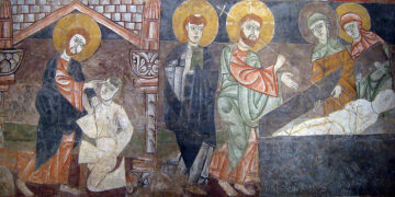 Η ανάσταση του Λαζάρου, τοιχογραφία από τη μονή San Baudelio de Berlanga της Ισπανίας, σήμερα στο Μουσείο Cloisters της Νέας Υόρκης (πηγή: Sharon Mollerus / commons.wikimedia.org)