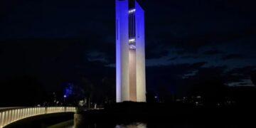 Με το Εθνικό Καμπαναριό Carillion ο ελληνικός εθνικός ύμνος αντήχησε σε όλη την Καμπέρα (φωτ.: Petros Satsias)