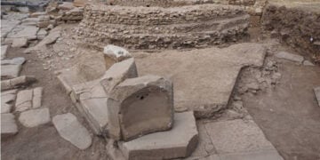 Άποψη του κρηναίου οικοδομήματος στους Φιλίππους (φωτ.: ΥΠΠΟ)