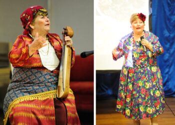 Η συγγραφέας Γιούλη Γεωργιάδου σε χαρακτηριστικά στιγμιότυπα (φωτ.: Παύλος Νικολαΐδης)