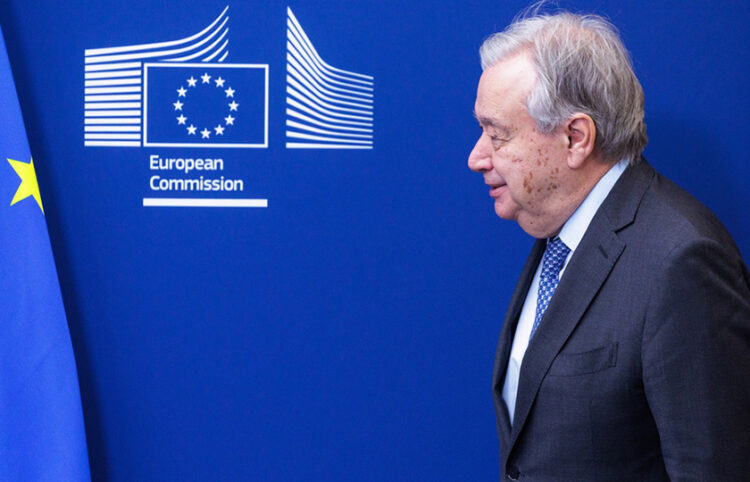 Ο Αντόνιο Γκουτέρες στην Ευρωπαϊκή Επιτροπή, στις Βρυξέλλες. 18 Μαρτίου 2026 (φωτ.: EPA / Olivier Matthys)