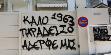 Γκράφιτι στο σημείο όπο έπεσε νεκρός ο 20χρονος (φωτ.: EUROKINISSI / Ραφαήλ Γεωργιάδης)