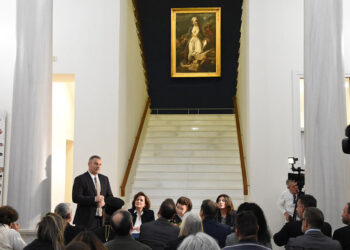 Ο εμβληματικός πίνακας του Ευγένιου Ντελακρουά στο Ξενοκράτειο Αρχαιολογικό Μουσείο Μεσολογγίου (φωτ.: Δήμος Ιεράς Πόλης Μεσολογγίου)