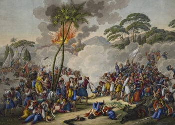 Η Έξοδος του Μεσολογγίου, 1826. Επιχρωματισμένη ακουατίντα – Μουσείο Μπενάκη