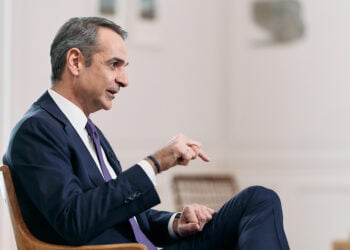 Συνέντευξη του Κυριάκου Μητσοτάκη,   Πέμπτη 12 Μαρτίου 2026 (φωτ.: Γραφείο Τύπου Πρωθυπουργού / Δημήτρης Παπαμήτσος)