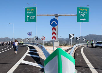 Από την τελετή παράδοσης της νέας χάραξης της εθνικής οδού Πατρών-Πύργου, Πέμπτη 31 Ιουλίου 2025 (φωτ.: EUROKINISSI / Δημήτρης Χριστοδουλόπουλος)