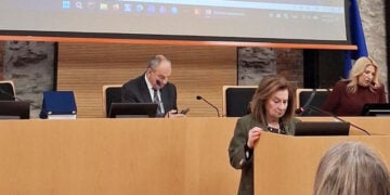 Η Ιφιγένεια Πανίδου στην εκδήλωση «Γυναίκες της Μακεδονίας 2026», Τρίτη 10 Μαρτίου 2026 (φωτ.: Facebook / Μέριμνα Ποντίων Κυριών)