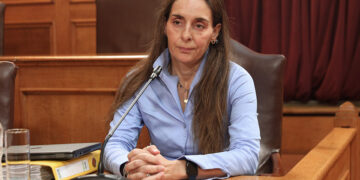 Η Π. Τυχεροπούλου στη συνεδρίαση της Εξεταστικής Επιτροπής για το σκάνδαλο του ΟΠΕΚΕΠΕ, τον Ολτώβριο του 2025 (φωτ.: EUROKINISSI / Γιάννης Παναγόπουλος)