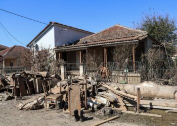 Πλημμυρισμένα σπίτια στον Βλοχό Καρδίτσας μετά την κακοκαρία Daniel (φωτ. αρχείου: EUROKINISSI/Λεωνίδας Τζέκας)