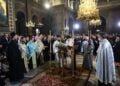 Ο αρχιεπίσκοπος Ιερώνυμος (κέντρο) στη διάρκεια της Ακολουθίας των Χαιρετισμών (φωτ.: EUROKINISSI/Ραφαήλ Γεωργιάδης)