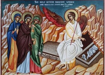 Οι Μυροφόρες και ο Άγγελος στον Ταφό του Ιησού (εικ.: monastiriaka.gr)