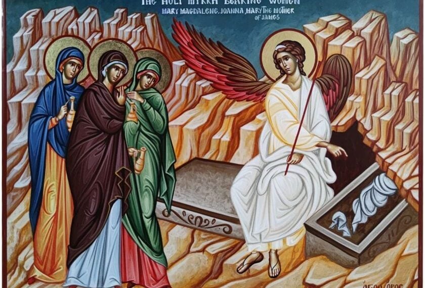 Οι Μυροφόρες και ο Άγγελος στον Ταφό του Ιησού (εικ.: monastiriaka.gr)