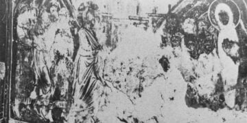 Η Ανάσταση του Λαζάρου σε αγιογραφία στη Μονή της Αγίας Σοφίας στην Τραπεζούντα. Από ανέκδοτη συλλογή του G. Millet, σε άρθρο του μητροπολίτη Τραπεζούντος Χρύσανθου στο «Αρχείον Πόντου» το 1936