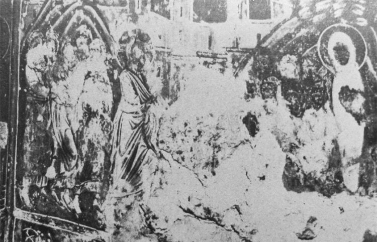 Η Ανάσταση του Λαζάρου σε αγιογραφία στη Μονή της Αγίας Σοφίας στην Τραπεζούντα. Από ανέκδοτη συλλογή του G. Millet, σε άρθρο του μητροπολίτη Τραπεζούντος Χρύσανθου στο «Αρχείον Πόντου» το 1936