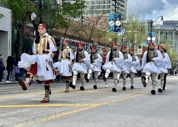 Άγημα της Προεδρικής Φρουράς στο Σικάγο, για την παρέλαση της ομογένειας για τα 205 χρόνια της Επανάστασης. Κυριακή 19 Απριλίου 2026 (φωτ.: Facebook / Elios Photography)