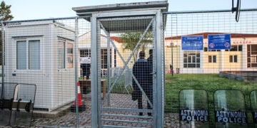 Αστυνομικά μέτρα στο ΓΑΙΟΠΟΛΙΣ της Λάρισας όπου συνεδριάζει το 
Τριμελές Εφετείο Κακουργημάτων, για την υπόθεση των Τεμπών. Μ. Δευτέρα 6 Απριλίου 2026 (φωτ.: EUROKINISSI / Λεωνίδας Τζέκας)