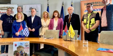 Στιγμιότυπο από τη συνέντευξη Τύπου για τον ποδηλατικό μαραθώνιο «Διαδρομή Μνήμης: Αρμενία & Πόντος» (φωτ.: Facebook / Αρμενική- Ένωση Αρμενίων Αθλητών Θεσσαλονίκης)