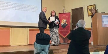 Η Γιώτα Ιωακειμίδου βραβεύεται στα Υψηλάντεια 2026, Τετάρτη 15 Απριλίου (φωτ.: Ολύμπιο Βήμα)