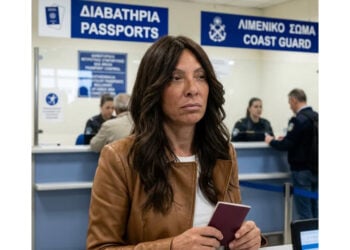 Η Ισίν Καρατζά στον έλεγχο διαβατηρίων (φωτ.: thracenews.gr)