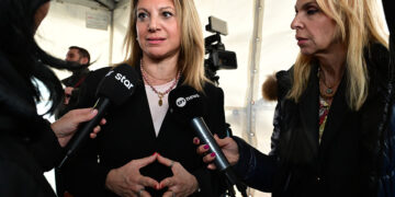 Η Μαρία Καρυστιανού δίνει συνέντευξη για τη δίκη για τα Τέμπη,
Τετάρτη 1 Απριλίου 2026 (φωτ.: EUROKINISSI / Τατιάνα Μπόλαρη)