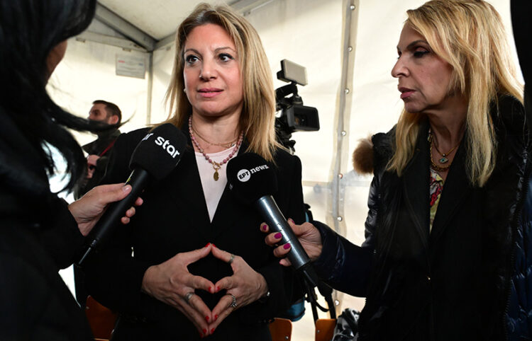 Η Μαρία Καρυστιανού δίνει συνέντευξη για τη δίκη για τα Τέμπη, 
Τετάρτη 1 Απριλίου 2026 (φωτ.: EUROKINISSI / Τατιάνα Μπόλαρη)