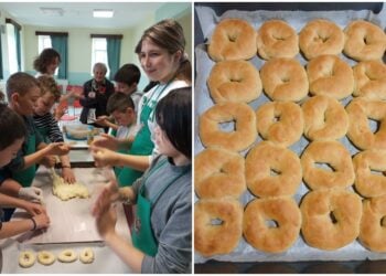 Παιδιά που ζουν στον Κεχρόκαμπο Καβάλας φτιάχνουν κερκέλια υπό την καθοδήγηση των γιαγιάδων του χωριού (φωτ.: Νόπη Γεωργιάδου)