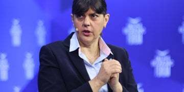 Η Λάουρα Κοβέσι στο 11ο Οικονομικό Φόρουμ των Δελφών, Πέμπτη 23 Απριλίου 2026 (φωτ.: EUROKINISSI / Γιάννης Παναγόπουλος)