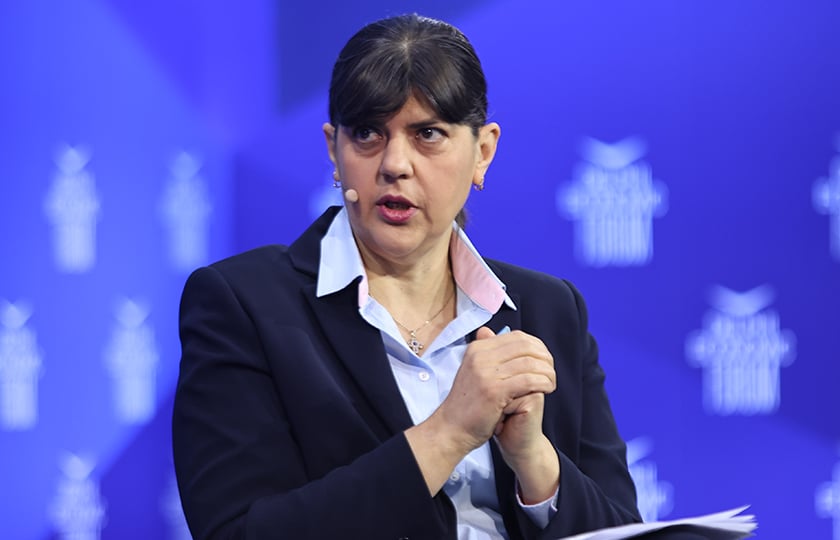 Η Λάουρα Κοβέσι στο 11ο Οικονομικό Φόρουμ των Δελφών, Πέμπτη 23 Απριλίου 2026 (φωτ.: EUROKINISSI / Γιάννης Παναγόπουλος)