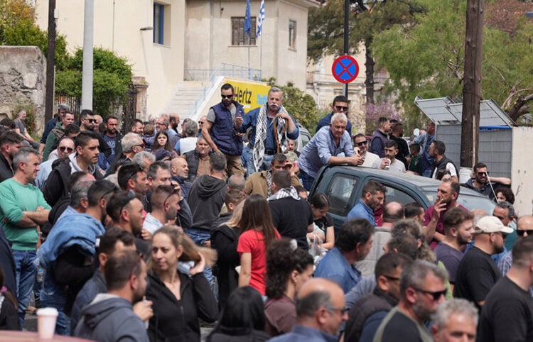 Στιγμιότυπο από την κινητοποίηση των κτηνοτρόφων της Λέσβου. 14 Απριλίου 2026 (φωτ.: Facebook / Στο Νησί)