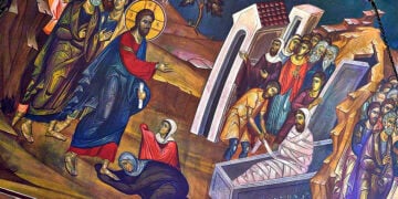 Η ανάσταση του Λαζάρου όπως έχει ιστορηθεί στο ναό του Αγίου Φιλίππου Βλασσαρούς, στο Μοναστηράκι (πηγή: George E. Koronaios / commons.wikimedia.org)