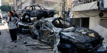 Από τους σφοδρούς βομβαρδισμούς του Ισραήλ στον Λίβανο, στις 8/4 (φωτ.: EPA / Wael Hamzeh)