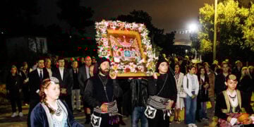 Με την εικόνα της Ζωοδόχου Πηγής, 16 Απριλίου 2026 (πηγή: Facebook / Ένωση Ποντίων Μανδρας)