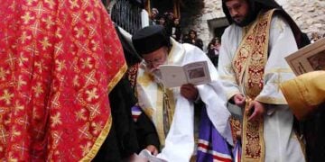 Aναπαράσταση του Ιερού Νιπτήρος στη σταυροπηγιακή Μονή Αγίου Νικολάου Βαρσών, που βρίσκεται στο όρος Κτενιάς κοντά στην Τρίπολη (φωτ.: EUROKINISSI / Eυάγγελος Μπουγιώτης)