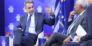 Ο Κυριάκος Μητσοτάκης στο 11ο Οικονομικό Φόρουμ των Δελφών, Τετάρτη  22 Απριλίου 2026 (φωτ.: EUROKINISSΙ / Γιάννης Παναγόπουλος)
