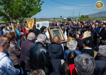 Η εικόνα της Παναγίας Σουμελά στα κοιμητήρια του Αμυγδαλεώνα, Τετάρτη 29 Απριλίου 2026 (φωτ.: Δήμος Καβάλας / Κώστας Σαραϊδάρης)