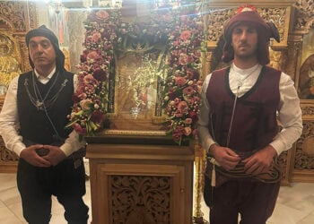 Η εικόνα της Παναγίας Σουμελά στο ναό του Αγίου Νικολάου στη Θάσο, Κυριακή 26 Απριλίου 2026 (φωτ.: Facebook / Σύλλογος Ποντίων Θάσου «Διογένης ο Σινωπεύς»)