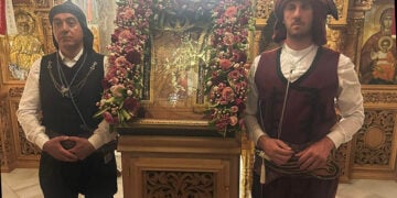 Η εικόνα της Παναγίας Σουμελά στο ναό του Αγίου Νικολάου στη Θάσο, Κυριακή 26 Απριλίου 2026 (φωτ.: Facebook / Σύλλογος Ποντίων Θάσου «Διογένης ο Σινωπεύς»)