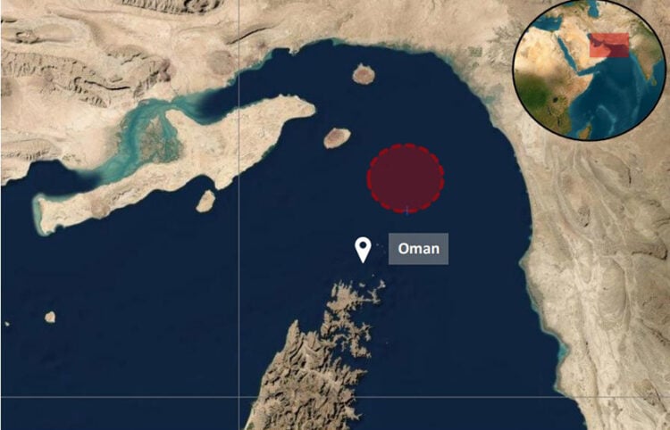 Το σημείο όπου δέχθηκε επίθεση το πετρελαιοφόρο, από ιρανικά ταχύπλοα. 18 Απριλίου 2026 (πηγή: UKMTO)