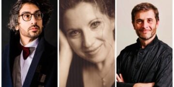 O πιανίστας Hayk Melikian, η σοπράνο Σιρανούς Τσαλικιάν  Melikian και ο Γάλλος μαέστρος Philippe Forget (πηγή: Μέγαρο Μουσικής Θεσσαλονίκης)